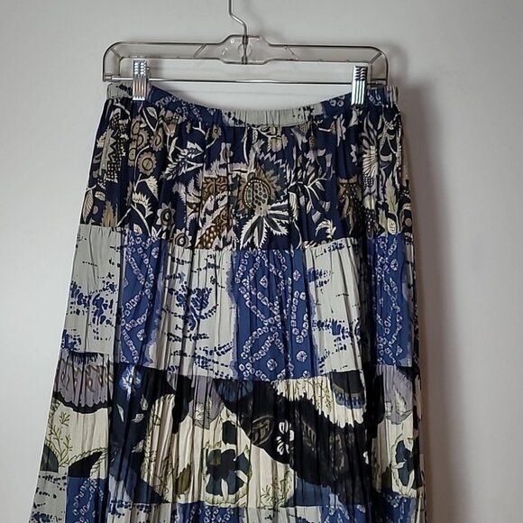 Elementz Blue Patchwork Krinkle Peasant/Boho Style Flowy Skirt - Picture 4 of 10